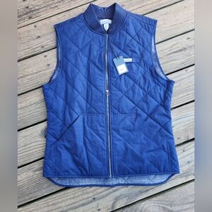 New Ocean Coast men's navy quilted zippered vest M